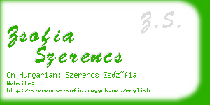 zsofia szerencs business card